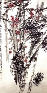 中国 Painting - 呉滄朔の松と梅の花の伝統的な中国